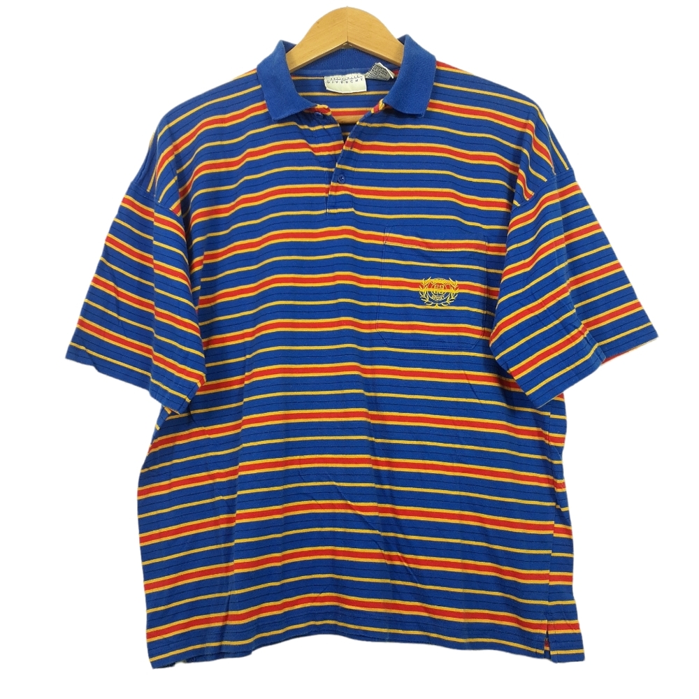 Vintage GIVENCHY Activewear Stripe Polo Logo Shirt Size Large